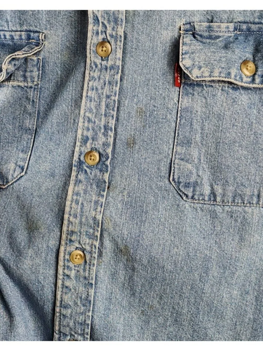 Levis Shirt Mens XXL Blue Western Denim Button Up L/S